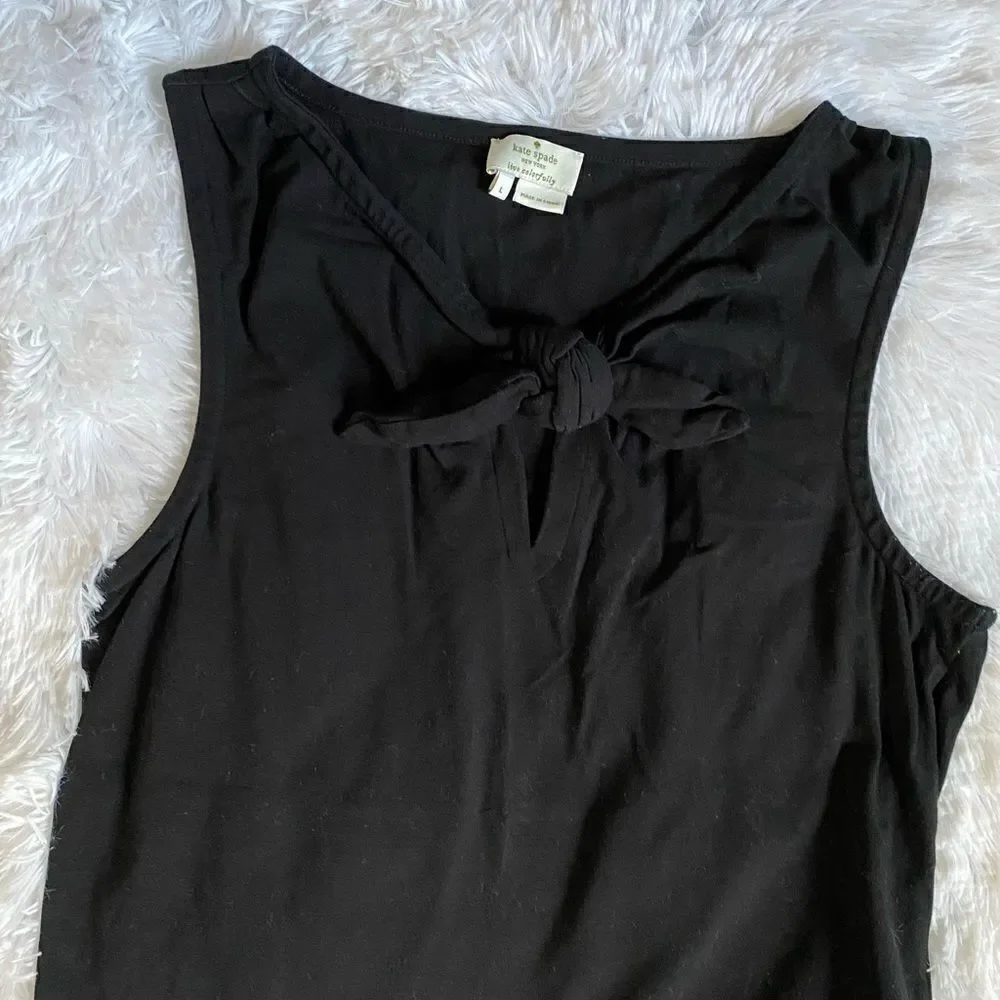Kate Spade‎ Pomona Bow Front Tank Top Black Women’s Size Large